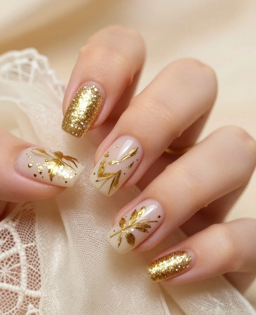 Elegant Wedding Nails for the Bride: 10 Stunning Ideas to Inspire Your Perfect Look - 3. Glittering Gold Accents 1