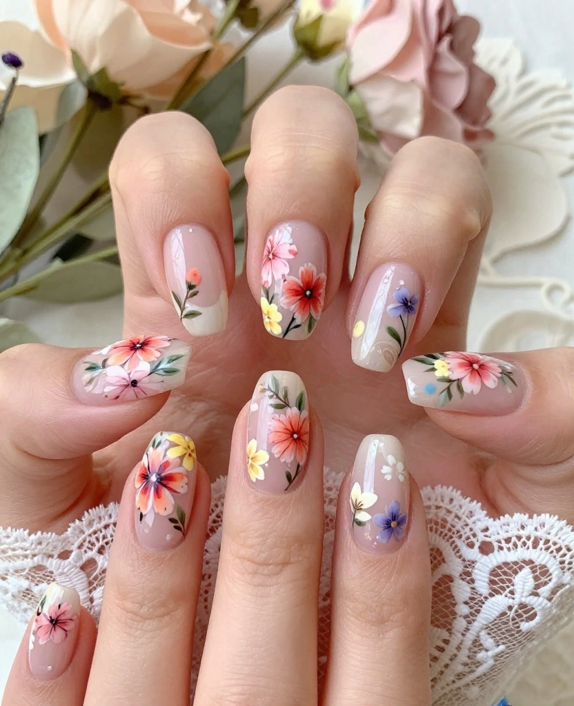 Elegant Wedding Nails for the Bride: 10 Stunning Ideas to Inspire Your Perfect Look - 4. Floral Inspiration 1