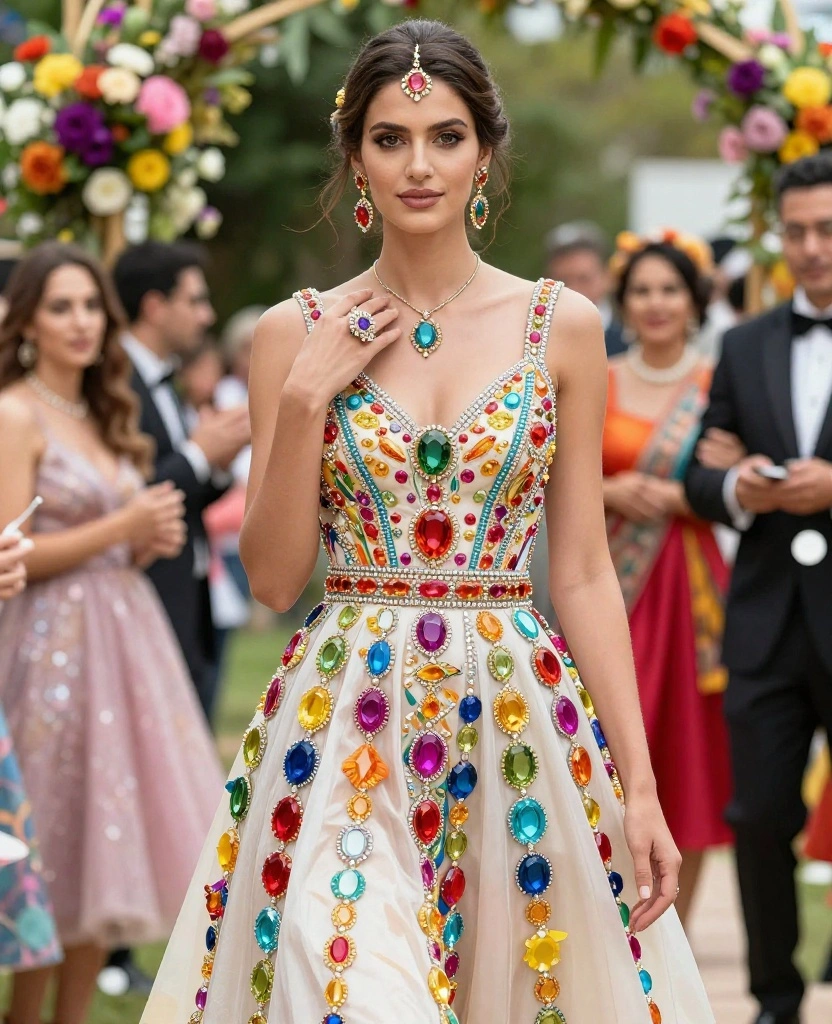 Elevate Your Bridal Look with Stunning Honeymoon-Inspired Bridal Sets - 7. Colorful Compositions: Bold and Bright 1