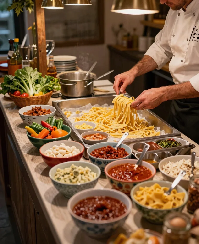 Elevate Your Celebration with Gourmet Wedding Food Stations for Unforgettable Moments - 4. Interactive Pasta Station: A Taste of Italy 1