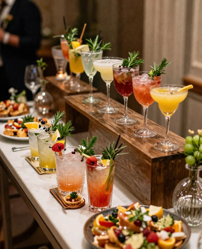 Elevate Your Celebration with Gourmet Wedding Food Stations for Unforgettable Moments - 9. Cocktail Pairing Stations: A Taste Adventure 1