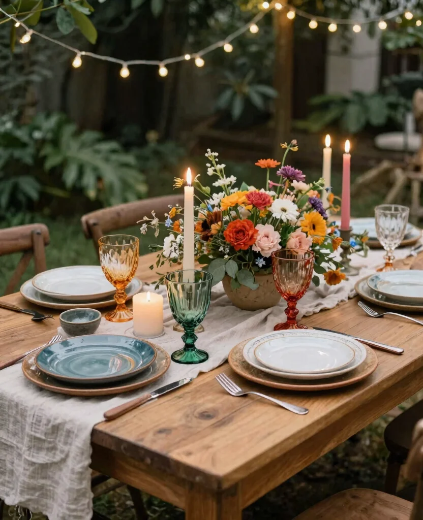 Elevate Your Celebration with Stunning Bohemian Wedding Decor Ideas for a Dreamy Ceremony - 3. Eclectic Table Settings 1