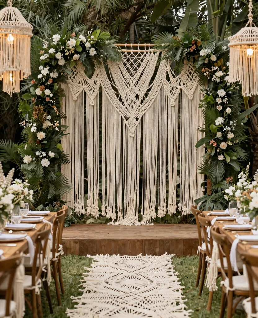 Elevate Your Celebration with Stunning Bohemian Wedding Decor Ideas for a Dreamy Ceremony - 4. Macrame Magic 1