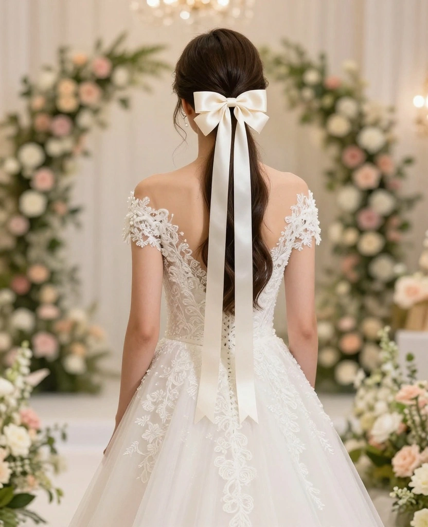 Elevate Your Look: Chic Sleek Ponytail Wedding Hairstyles for Modern Brides - 6. Sleek Ponytail with a Bow 1