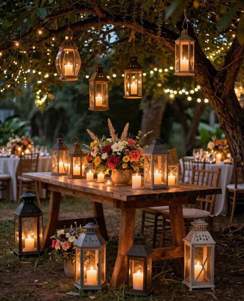 Enchanting Boho Outdoor Wedding Reception Lighting Ideas to Create Magical Evenings - 2. Ambient Lanterns 1