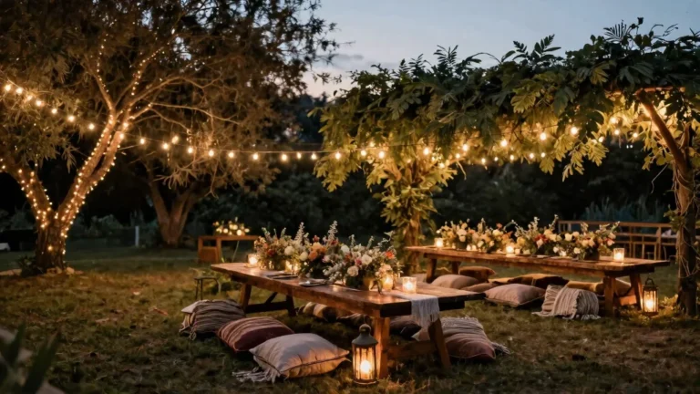 Enchanting Boho Outdoor Wedding Reception Lighting Ideas to Create Magical Evenings