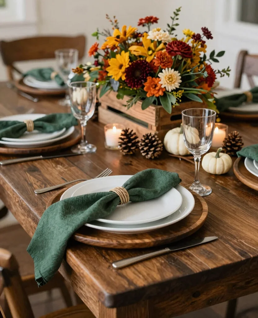 Enchanting Fall Wedding Table Decorations to Embrace Autumn's Rich Colors - 1. Rustic Elegance with Wooden Accents 1