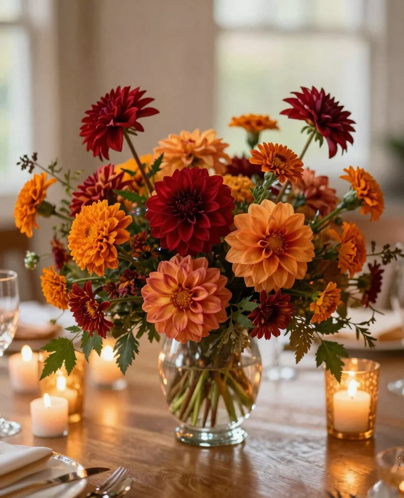 Enchanting Fall Wedding Table Decorations to Embrace Autumn's Rich Colors - 2. Floral Centerpieces in Autumn Hues 1