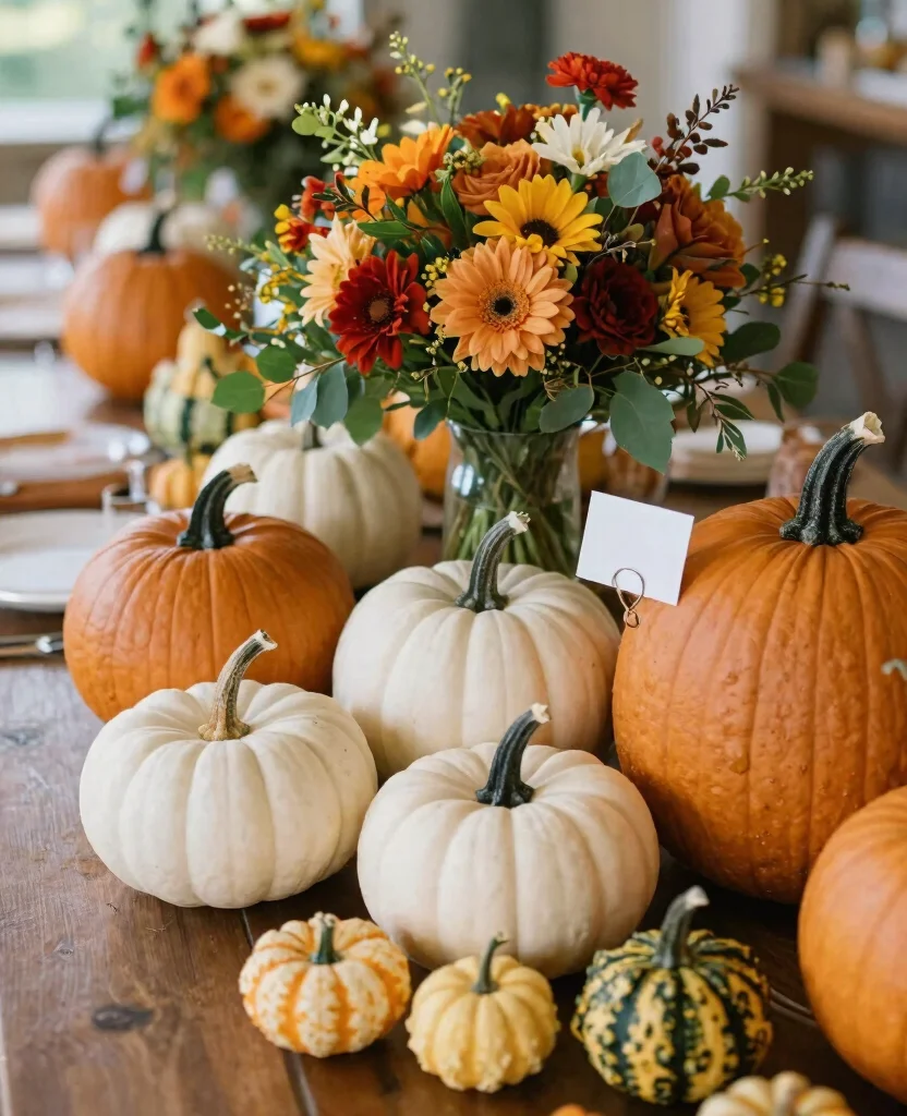 Enchanting Fall Wedding Table Decorations to Embrace Autumn's Rich Colors - 5. Pumpkins and Gourds as Playful Decor 1
