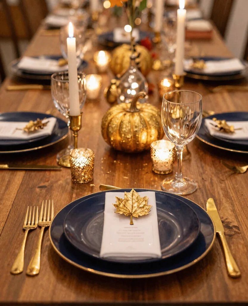 Enchanting Fall Wedding Table Decorations to Embrace Autumn's Rich Colors - 6. Gold Accents for a Touch of Glamour 1