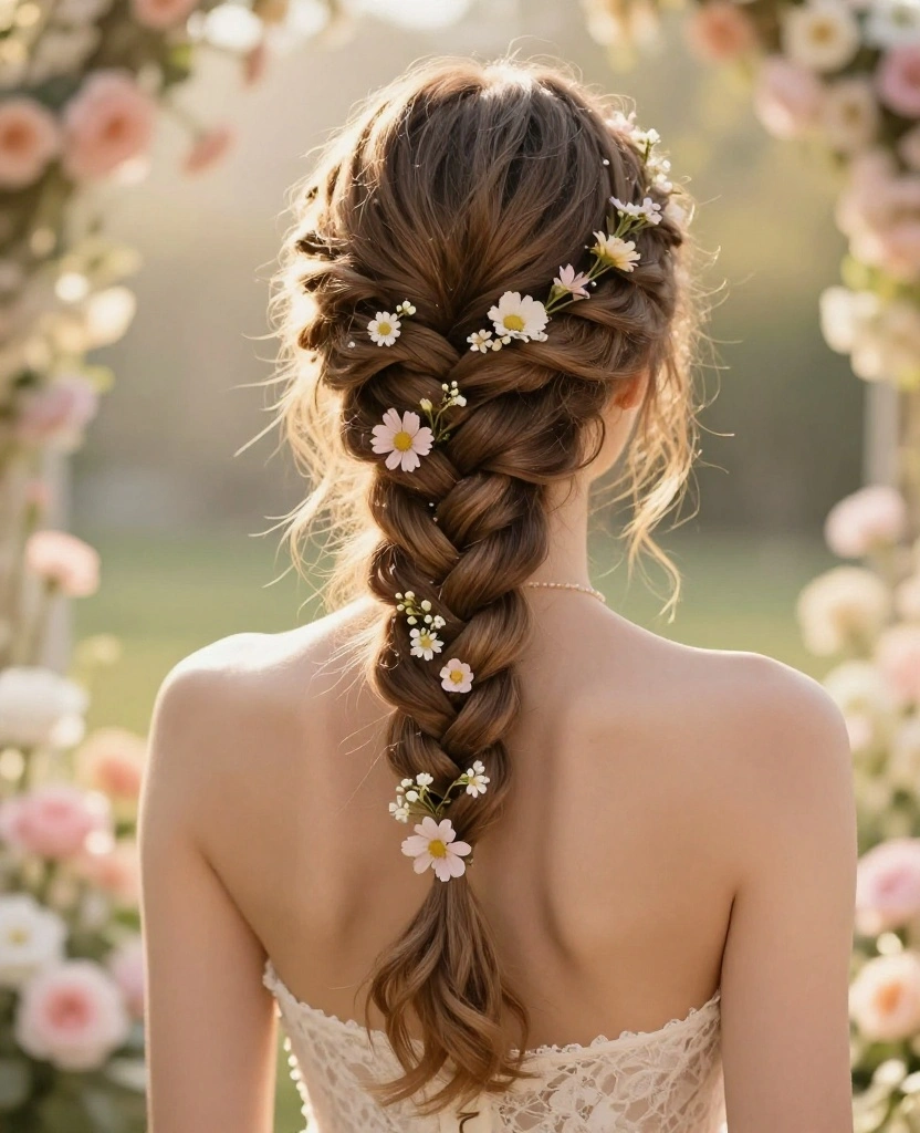 Enchanting Half Up Half Down Wedding Hairstyles for a Romantic Bridal Look - 3. Braided Half Up Half Down Style 1