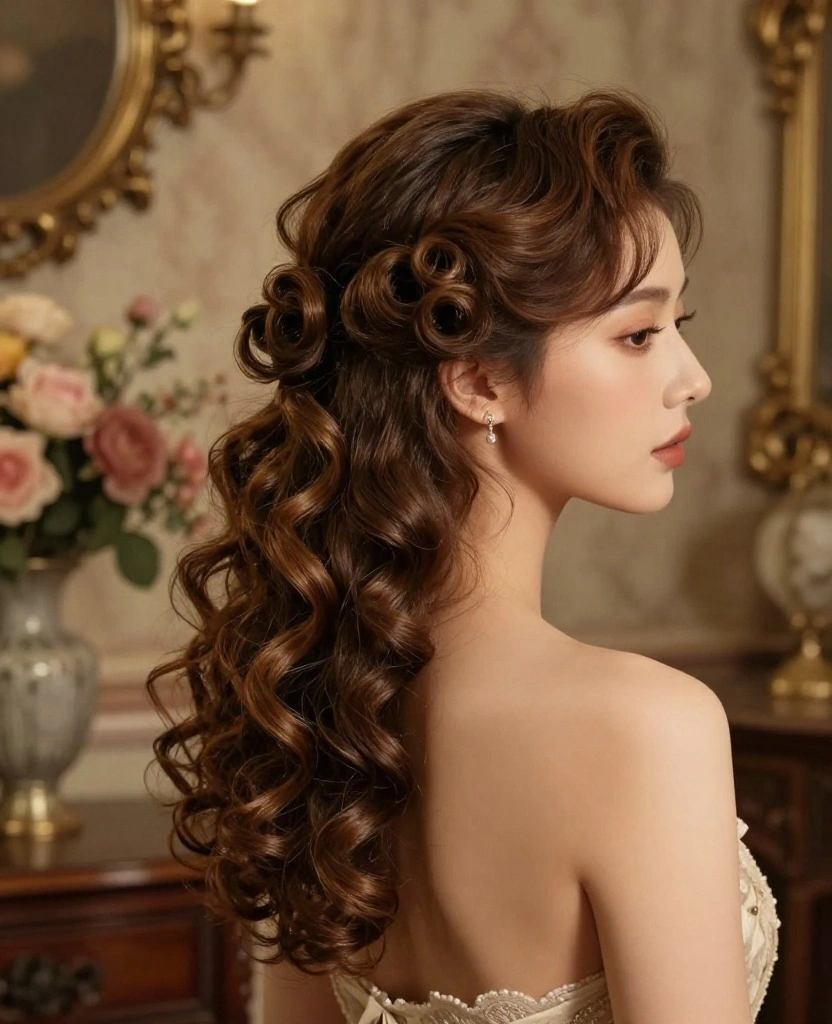 Enchanting Half Up Half Down Wedding Hairstyles for a Romantic Bridal Look - 6. Vintage-Inspired Half Up Style 1
