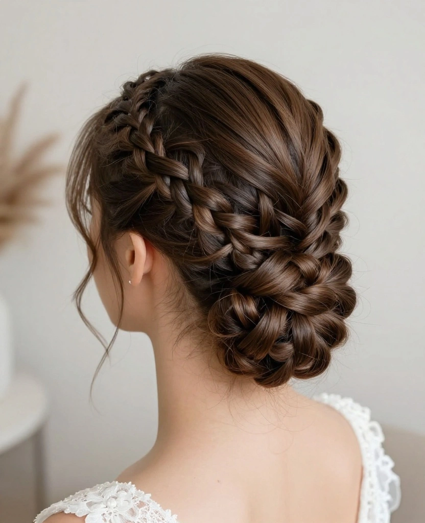 Gorgeous Braid Style Ideas: Bridal Hairstyles Perfect for Long Hair on Your Big Day - 9. Geometric Braided Crown 1