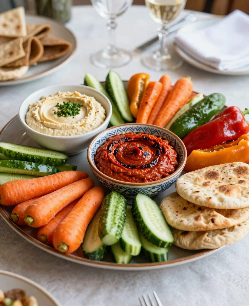 Inspiration for Delicious Vegan Wedding Meal Options That Will Wow Modern Couples - 1. Colorful Vegan Mezze Platter 1