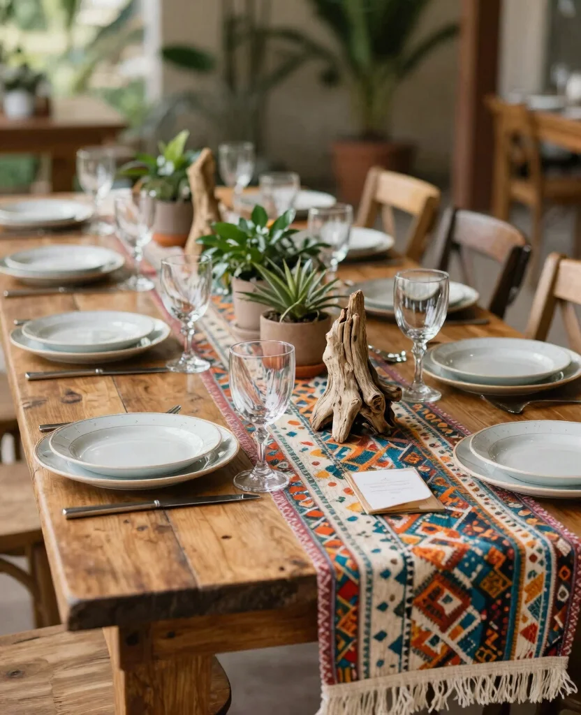 Stunning Bohemian Wedding Reception Decorations for a Dreamy Celebration - 2. Rustic Wooden Tablescapes 1