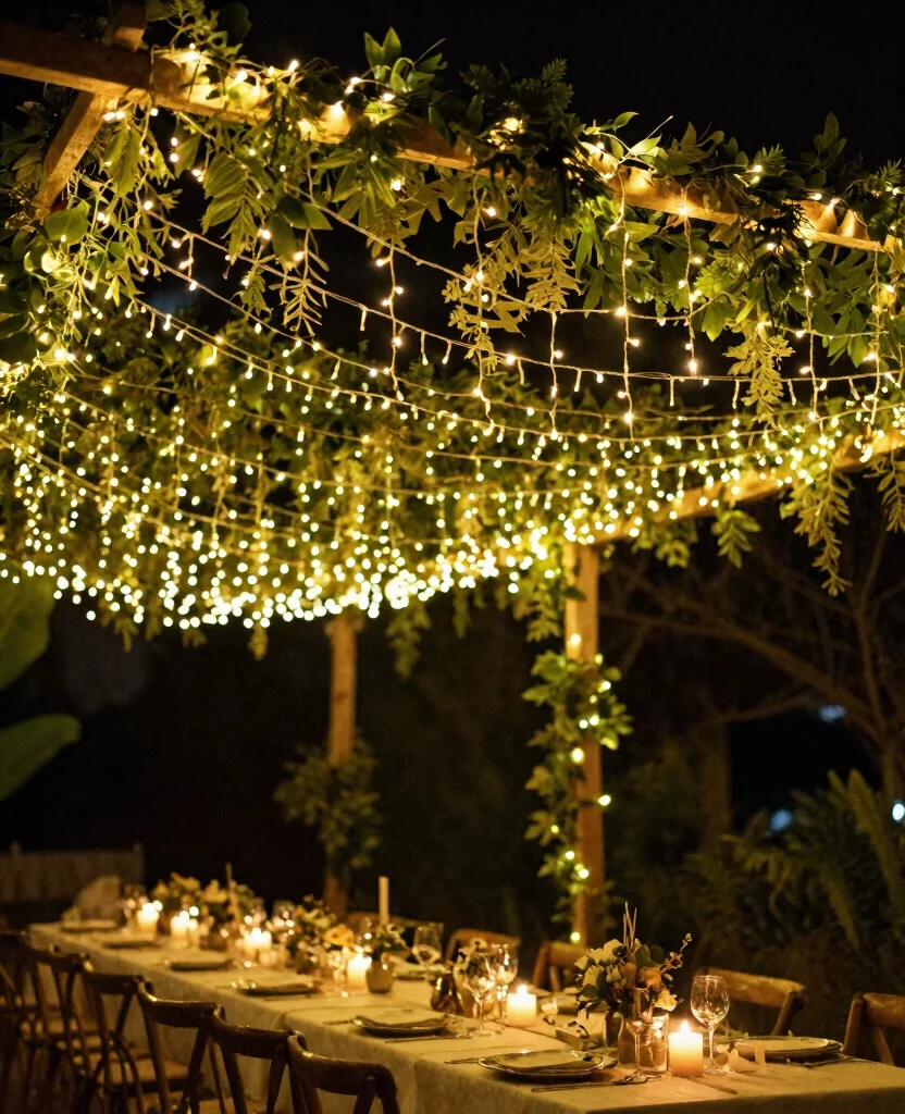 Stunning Bohemian Wedding Reception Decorations for a Dreamy Celebration - 3. Dreamy Lighting with Fairy Lights 1