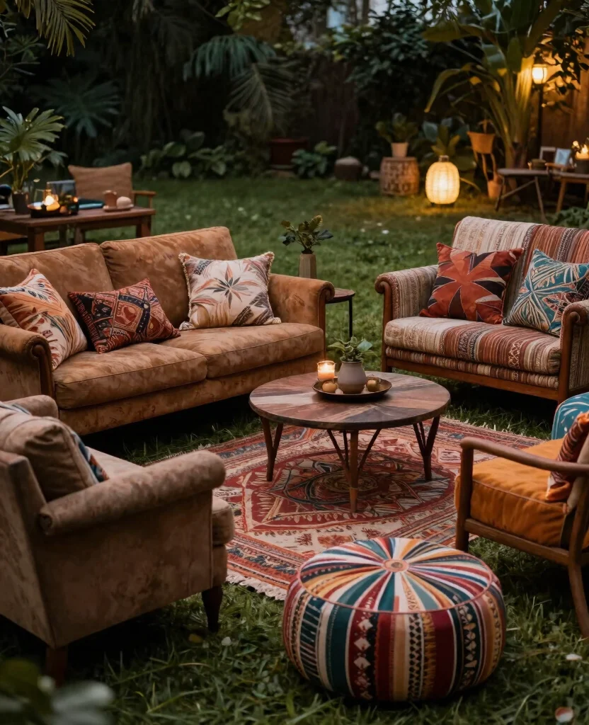 Stunning Bohemian Wedding Reception Decorations for a Dreamy Celebration - 5. Eclectic Seating Arrangements 1