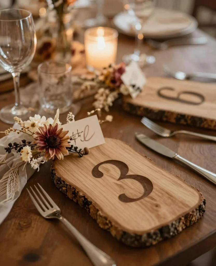 Stunning Bohemian Wedding Reception Decorations for a Dreamy Celebration - 6. Whimsical Table Numbers and Place Cards 1