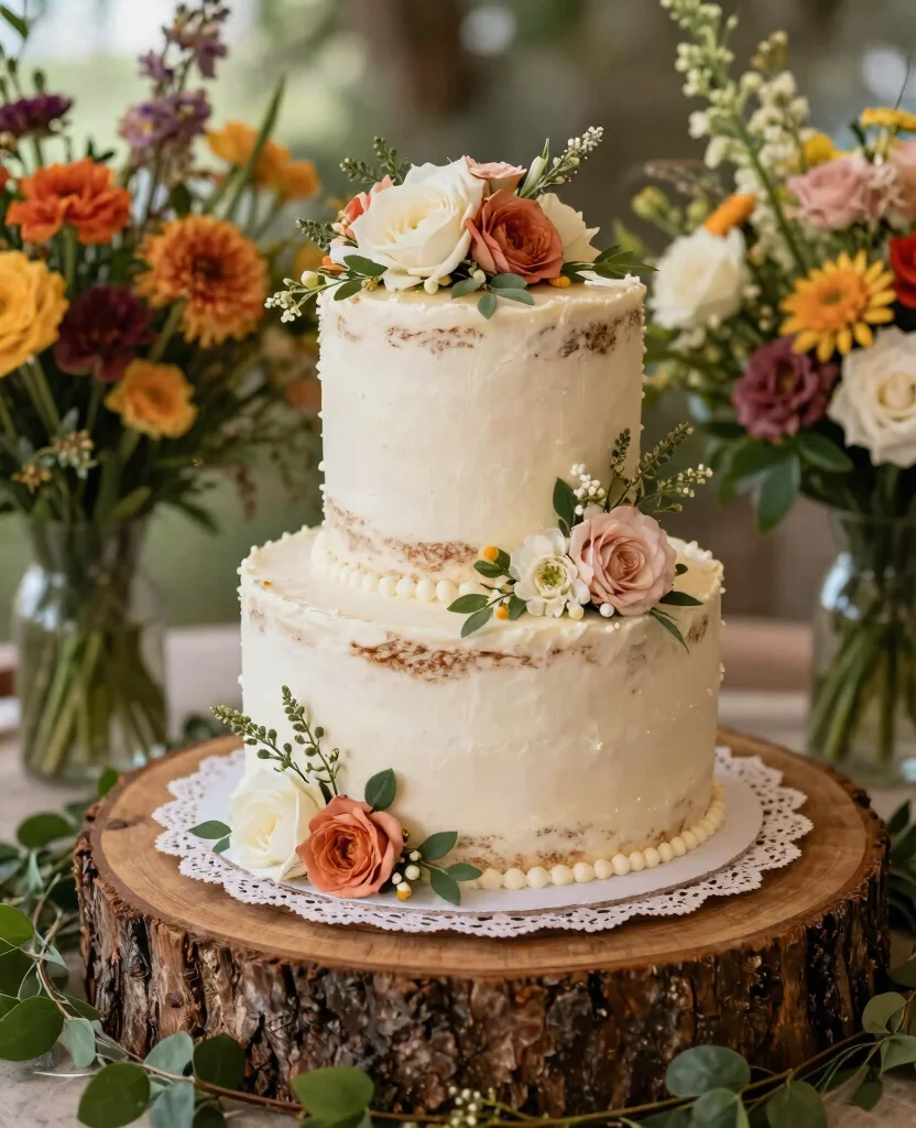 Stunning Bohemian Wedding Reception Decorations for a Dreamy Celebration - 9. Unique Cake Display Ideas 1