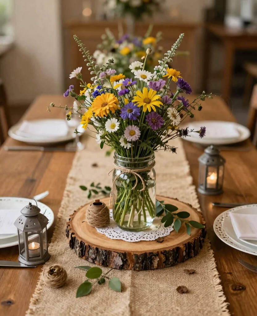Stunning Elegant Wedding Centerpiece Ideas to Elevate Your Big Day Decor - 3. Rustic Charm with Wood Elements 1