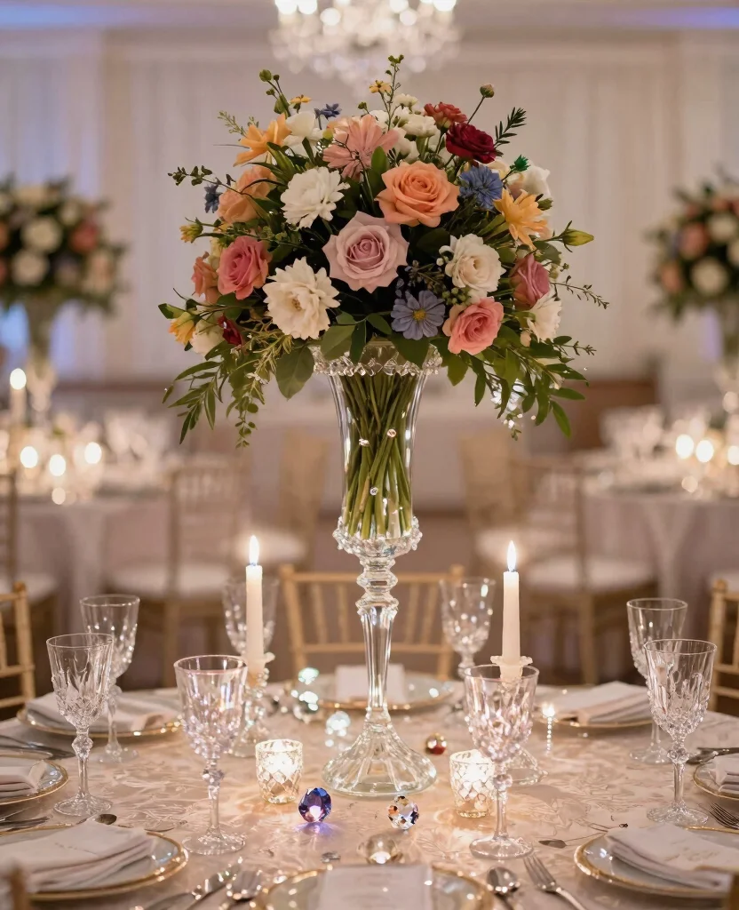 Stunning Elegant Wedding Centerpiece Ideas to Elevate Your Big Day Decor - 4. Elegant Glassware and Crystals 1