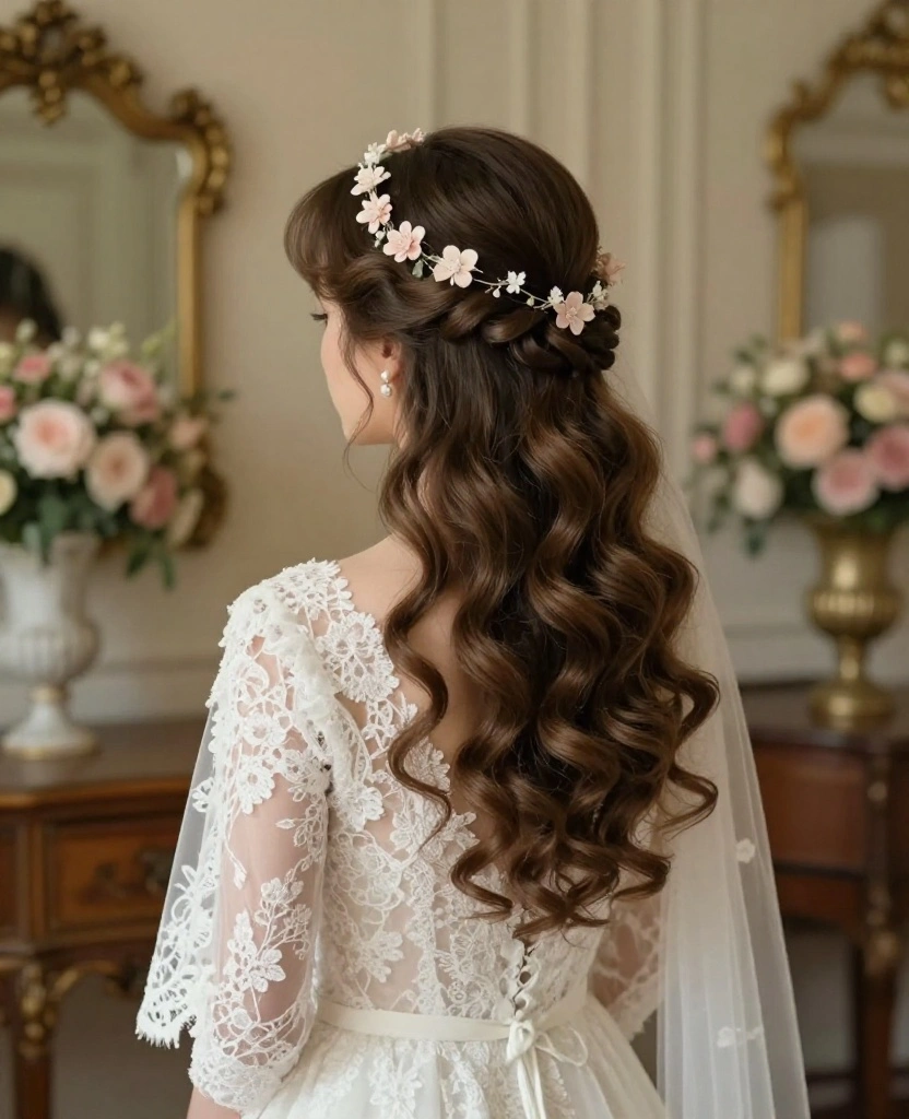 Stunning Floral Wedding Hair with Veil Ideas to Elevate Your Bridal Style - 6. Vintage-Inspired Finger Waves with Floral Clips 1