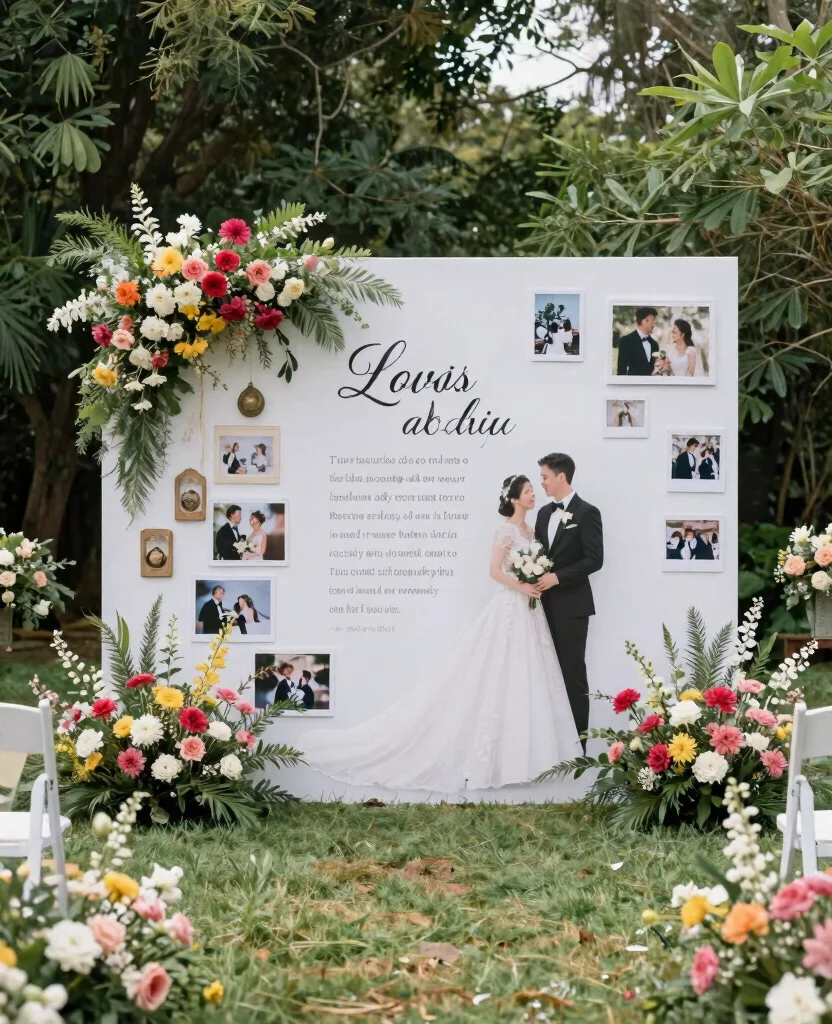 Stunning Outdoor Wedding Ceremony Ideas for a Magical Summer Celebration - 8. Personalized Backdrops 1