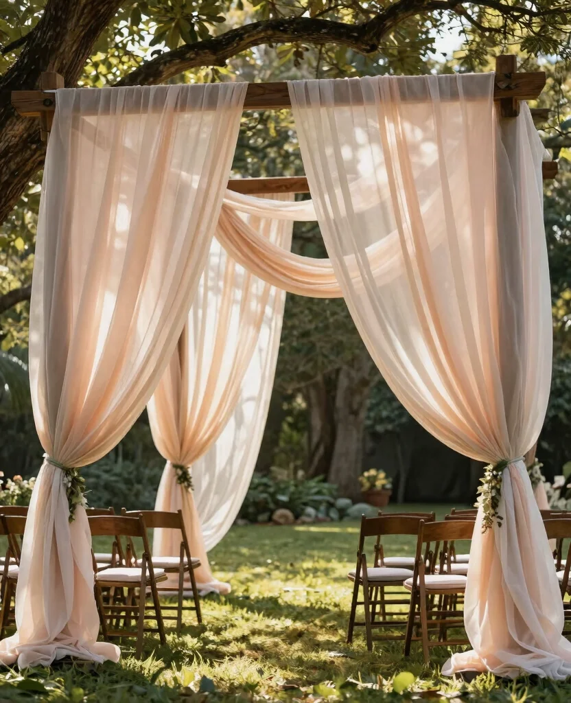 Stunning Outdoor Wedding Ceremony Ideas for a Magical Summer Celebration - 9. Elegant Draping and Fabrics 1