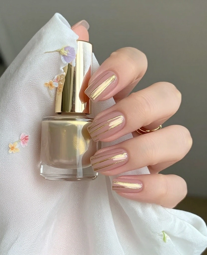 Stunning Short Wedding Nails Inspirations for Every Bride's Unique Style and Vibe - 2. Elegant Metallic Accents 1