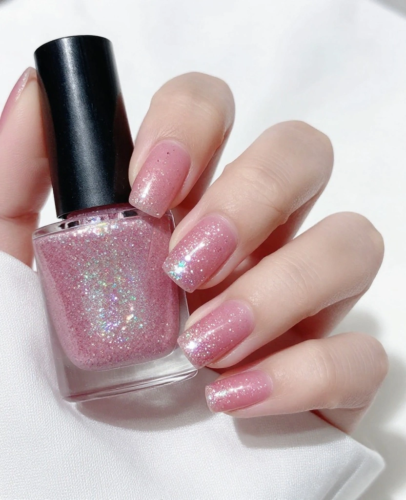 Stunning Short Wedding Nails Inspirations for Every Bride's Unique Style and Vibe - 7. Glitter Glam 1