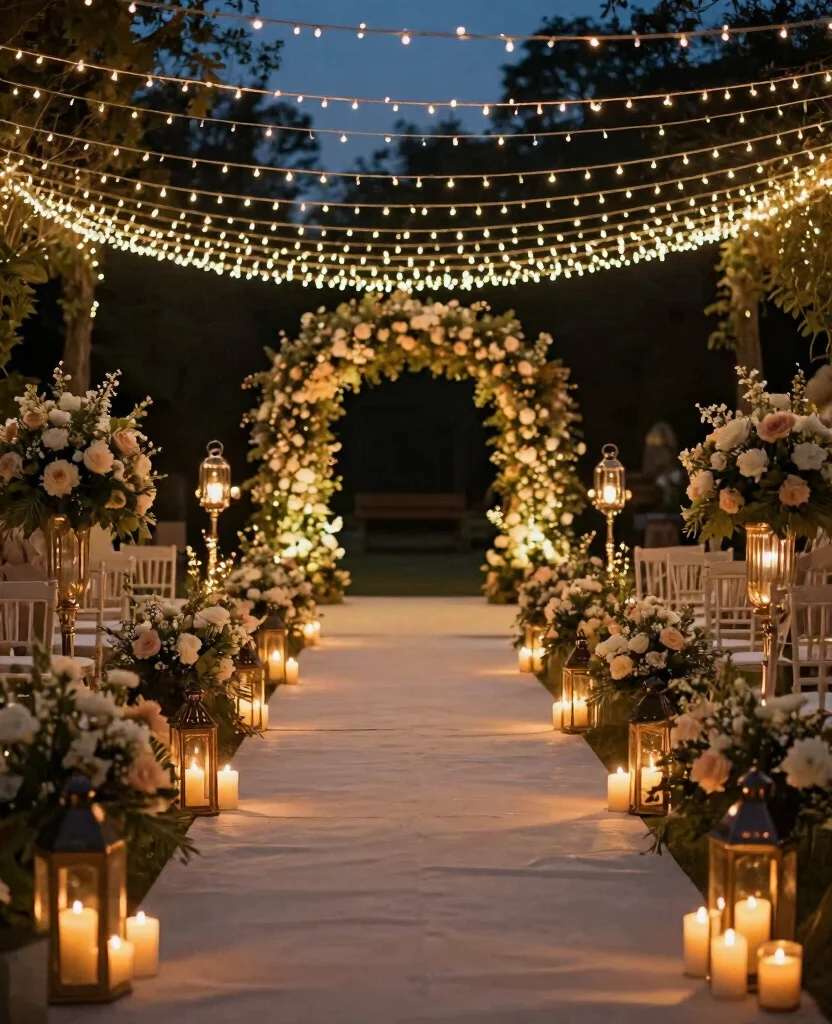 Stunning Wedding Aisle Decor Ideas That Will Leave Guests in Awe on Your Big Day - 4. Glamorous Lighting 1