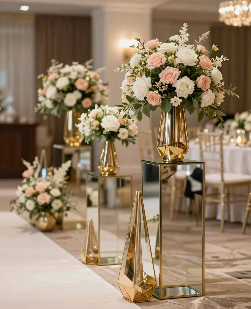 Stunning Wedding Aisle Decor Ideas That Will Leave Guests in Awe on Your Big Day - 8. Metallic Accents 1
