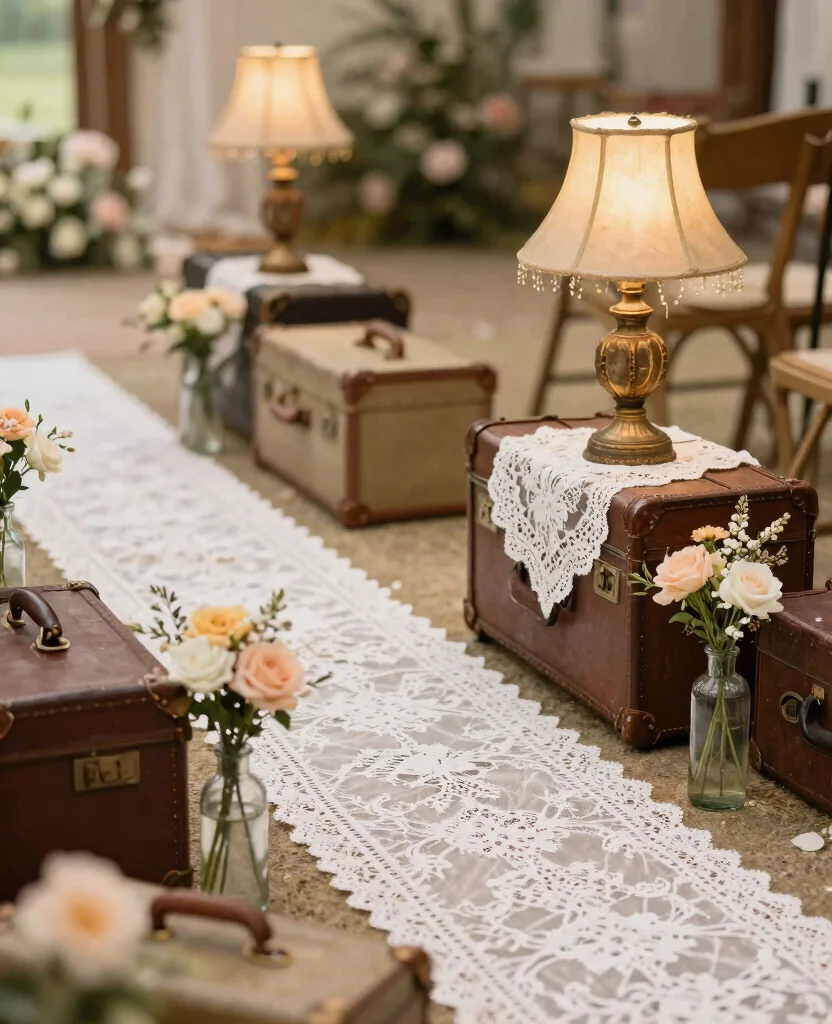 Stunning Wedding Aisle Decor Ideas That Will Leave Guests in Awe on Your Big Day - 9. Vintage Charm 1