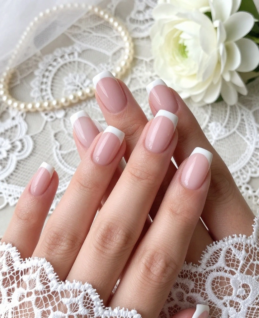 Stunning Wedding Nails Ideas for Brides: Elegant Looks for Your Perfect Day! - 1. Classic French Manicure 1