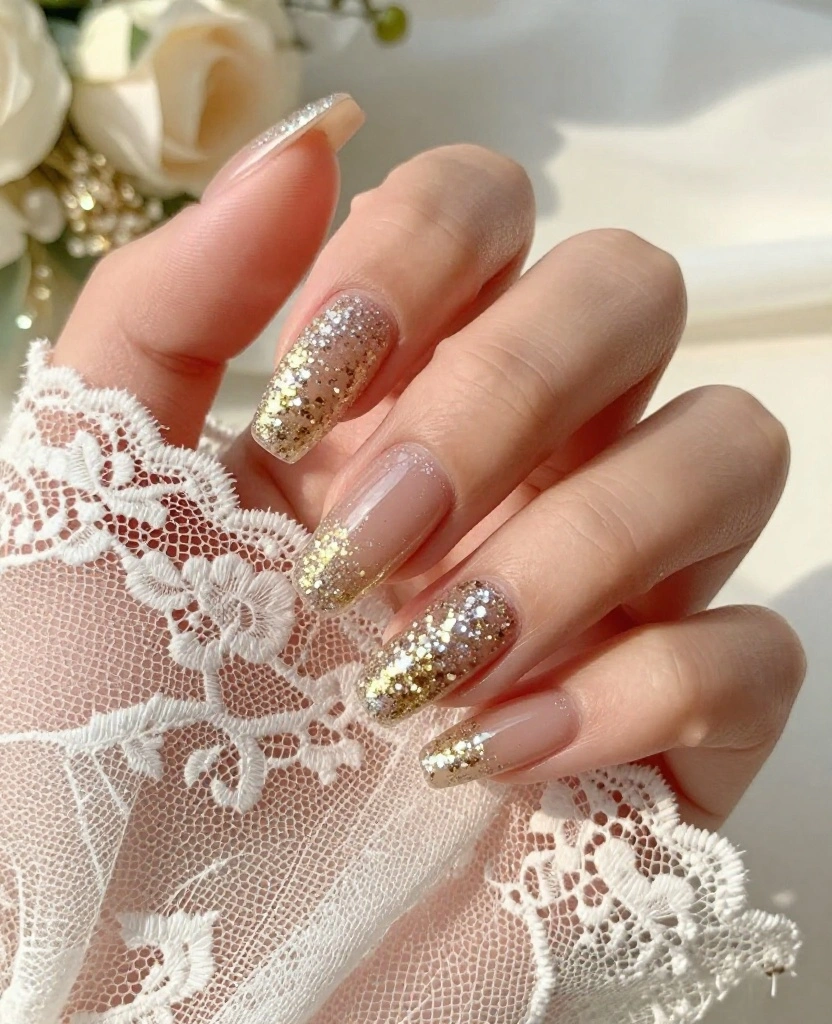 Stunning Wedding Nails Ideas for Brides: Elegant Looks for Your Perfect Day! - 2. Glitter and Glam 1
