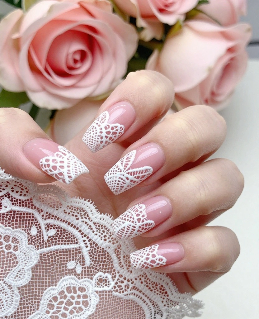 Stunning Wedding Nails Ideas for Brides: Elegant Looks for Your Perfect Day! - 3. Elegant Lace Designs 1