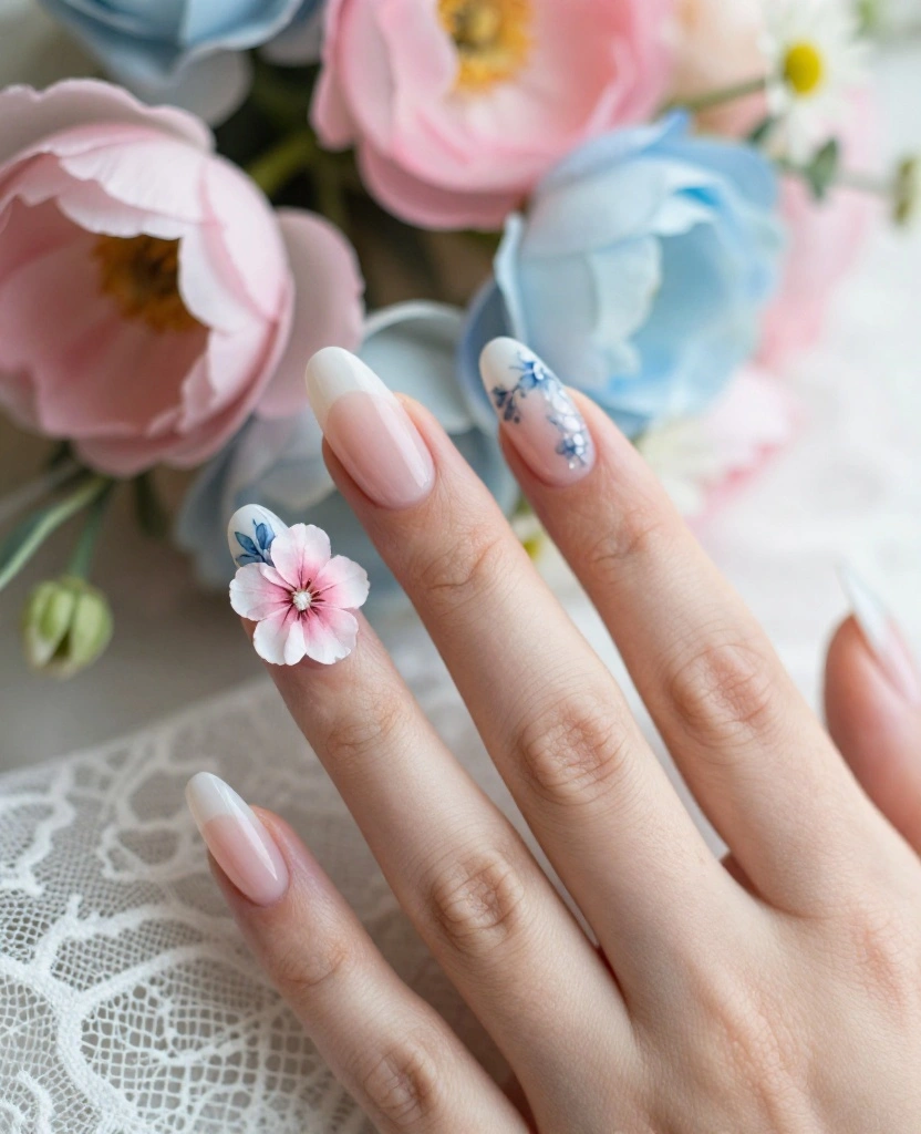 Stunning Wedding Nails Ideas for Brides: Elegant Looks for Your Perfect Day! - 6. Floral Accents 1