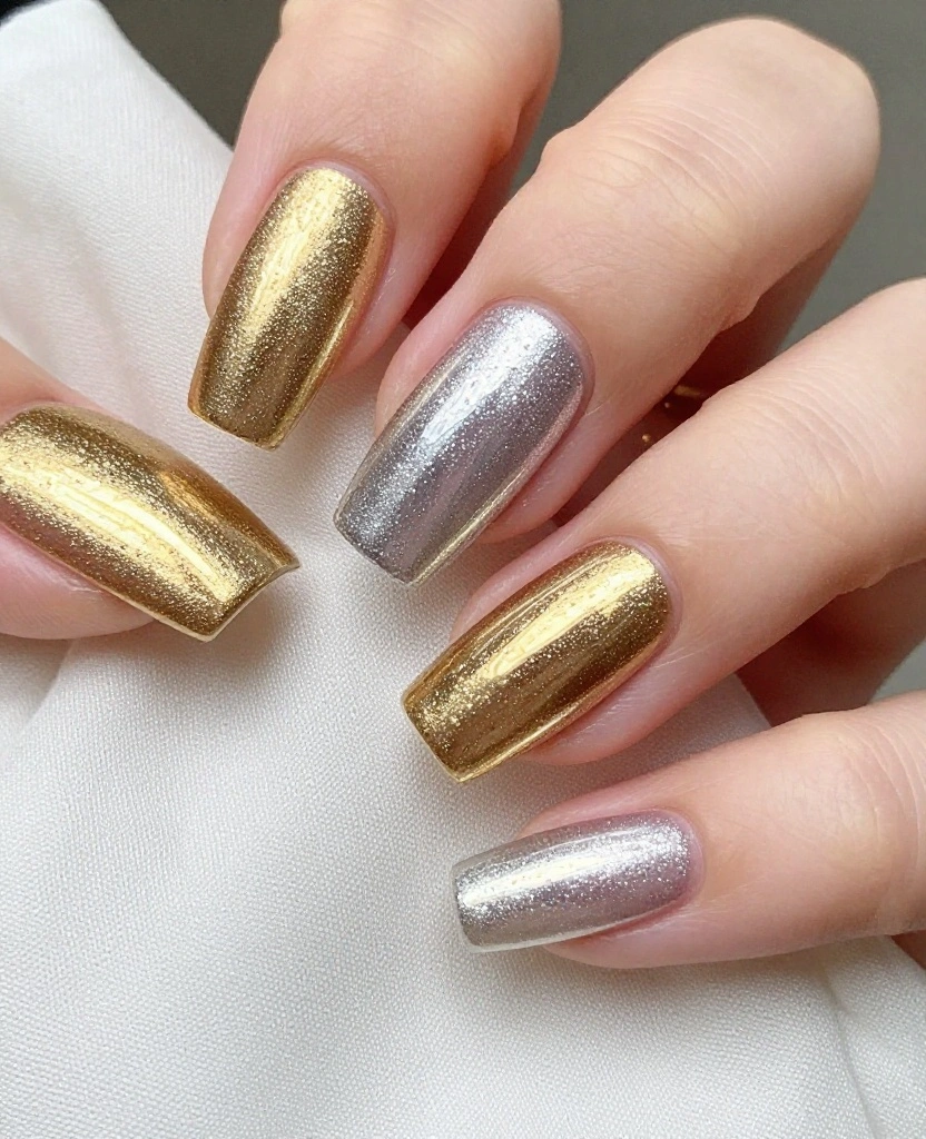 Stunning Wedding Nails Inspiration for Every Bride: 30 Ideas to Elevate Your Look - 17. Luxurious Metallic Accents 1