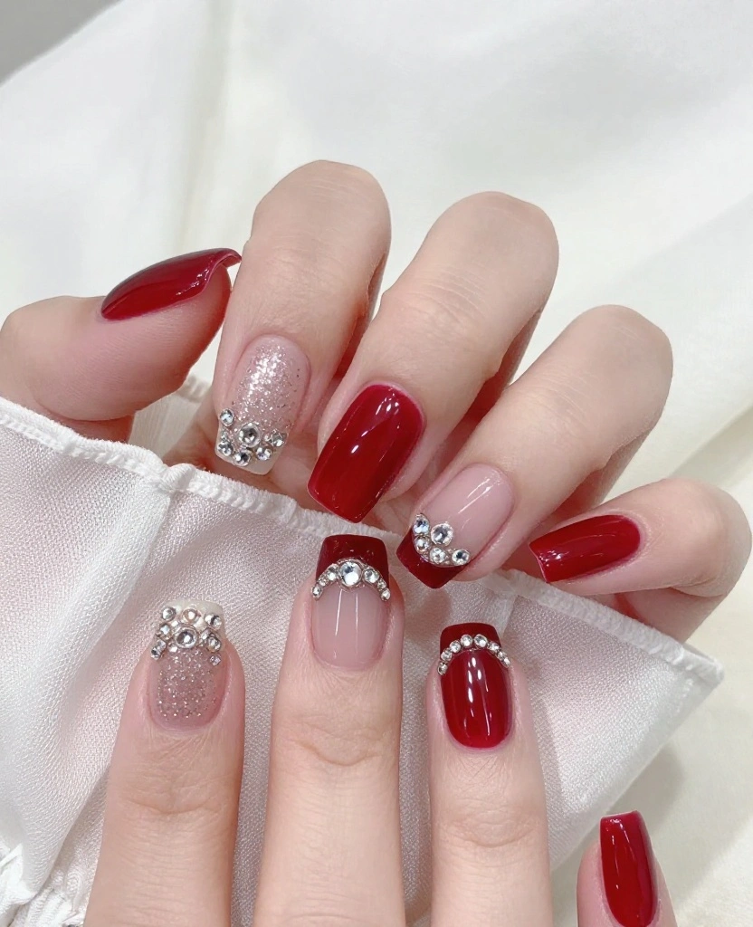 Stunning Wedding Nails Inspiration for Every Bride: 30 Ideas to Elevate Your Look - 22. Vintage Glam with Rhinestones 1