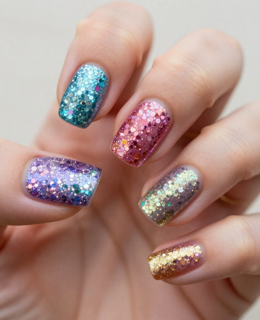 Stunning Wedding Nails Inspiration for Every Bride: 30 Ideas to Elevate Your Look - 24. Colorful Glitter Tips 1