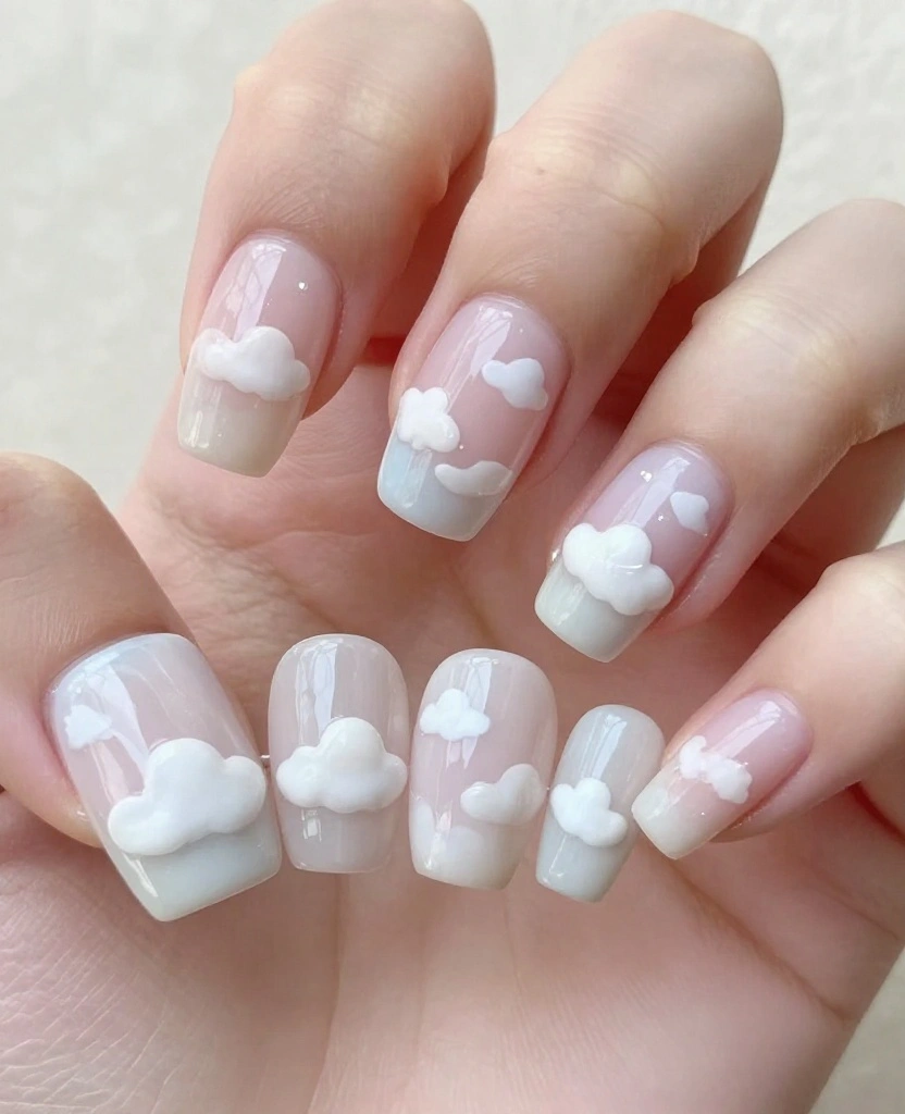 Stunning Wedding Nails Inspiration for Every Bride: 30 Ideas to Elevate Your Look - 26. Dreamy Cloud Nails 1