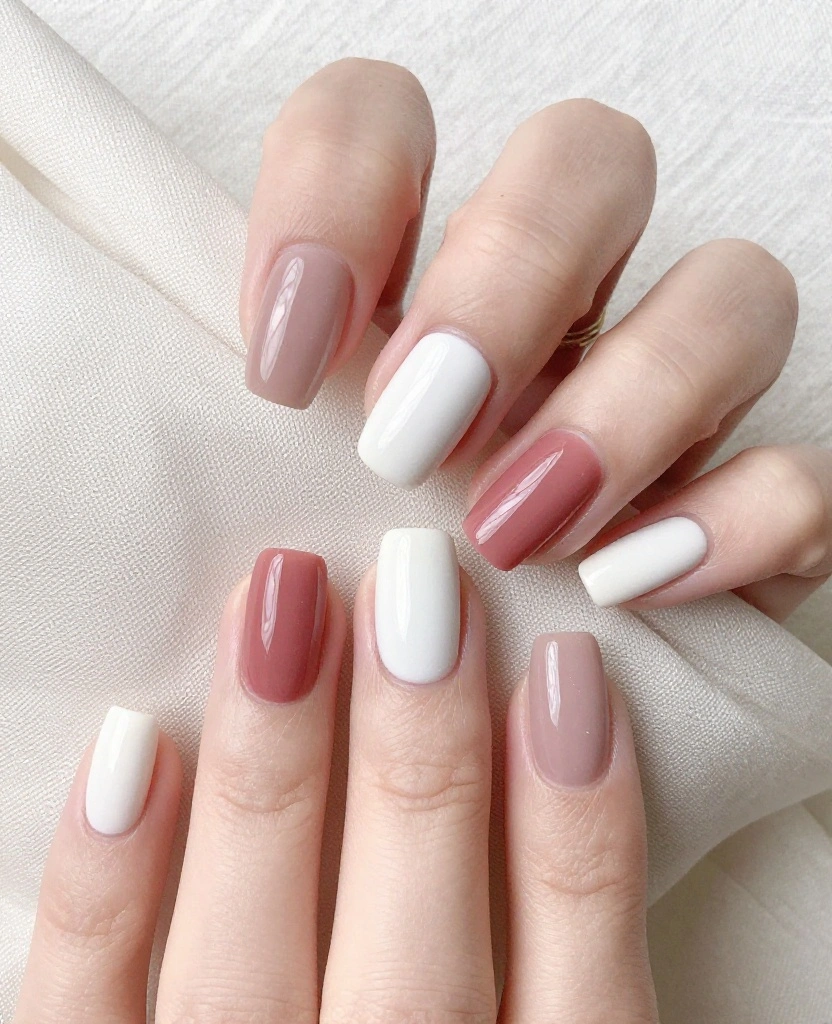 Stunning Wedding Nails Inspiration for Every Bride: 30 Ideas to Elevate Your Look - 27. Subtle Color Blocking 1