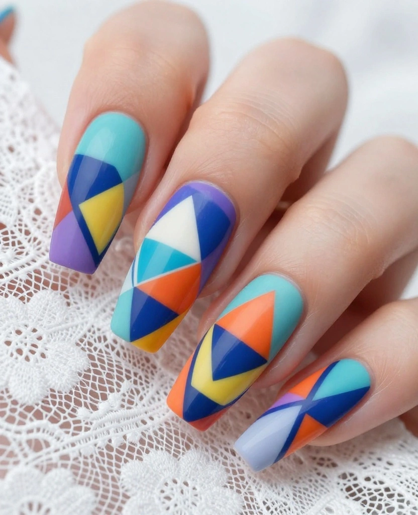 Stunning Wedding Nails Inspiration for Every Bride: 30 Ideas to Elevate Your Look - 6. Artistic Geometric Patterns 1