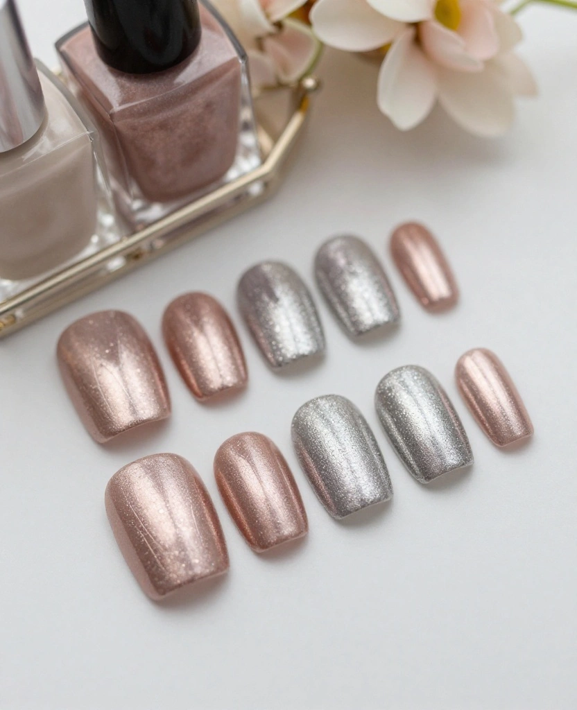 Stunning Wedding Nails for Bridesmaids: 25 Elegant Ideas to Wow on the Big Day - 11. Subtle Metallics 1