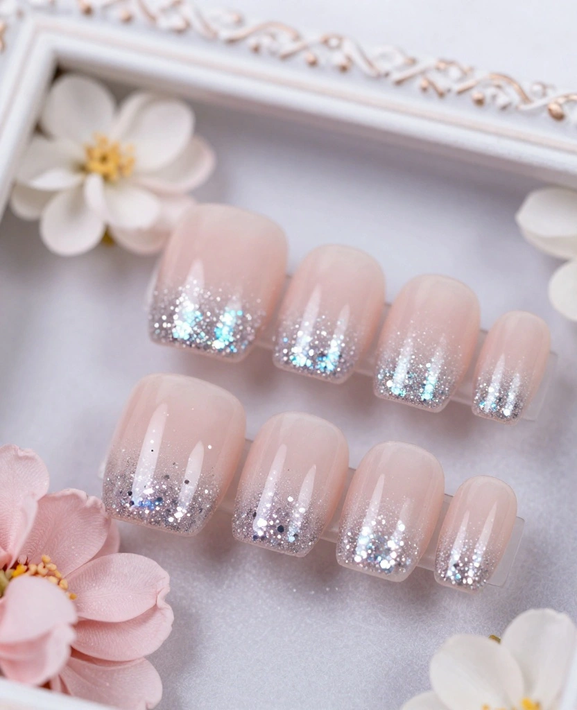 Stunning Wedding Nails for Bridesmaids: 25 Elegant Ideas to Wow on the Big Day - 13. Ombre Glitter Fade 1