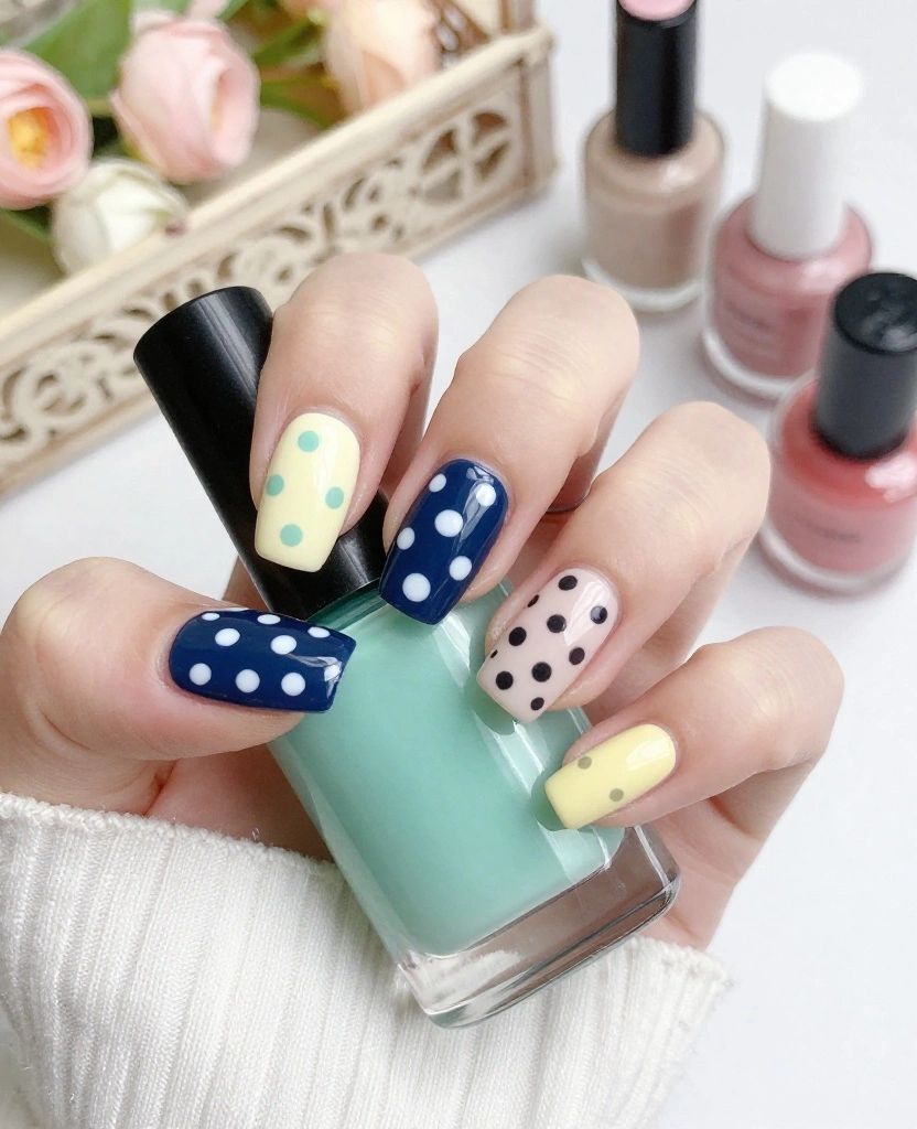 Stunning Wedding Nails for Bridesmaids: 25 Elegant Ideas to Wow on the Big Day - 16. Polka Dot Playfulness 1