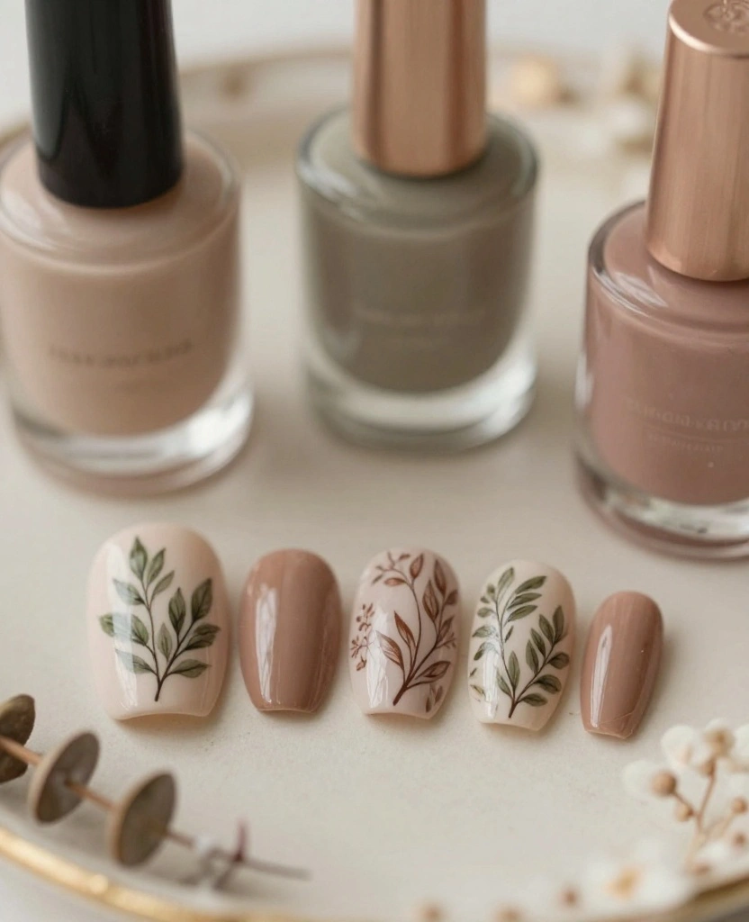 Stunning Wedding Nails for Bridesmaids: 25 Elegant Ideas to Wow on the Big Day - 24. Nature-Inspired Patterns 1