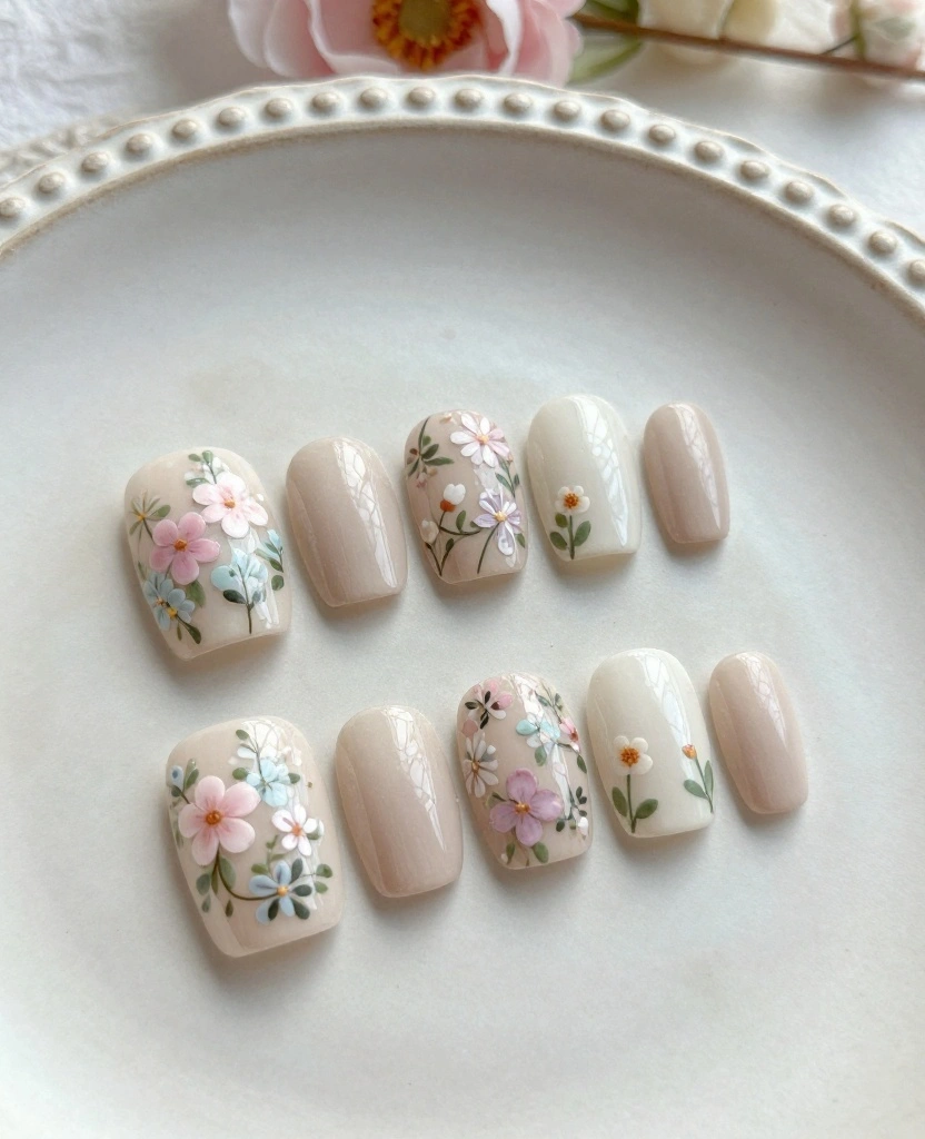 Stunning Wedding Nails for Bridesmaids: 25 Elegant Ideas to Wow on the Big Day - 3. Floral Nail Art 1