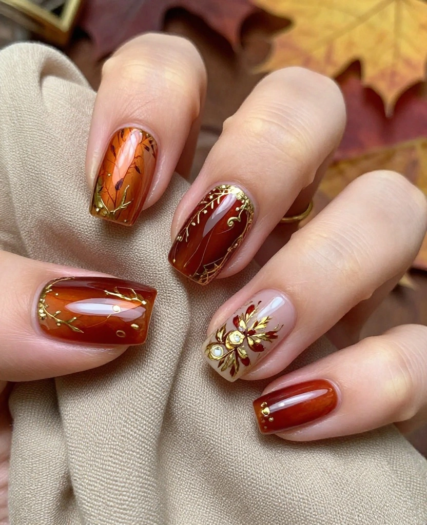 Stunning Wedding Nails for Guests: Perfect Designs for Every Season and Style - 3. Autumn Elegance: Rich Jewel Tones 1