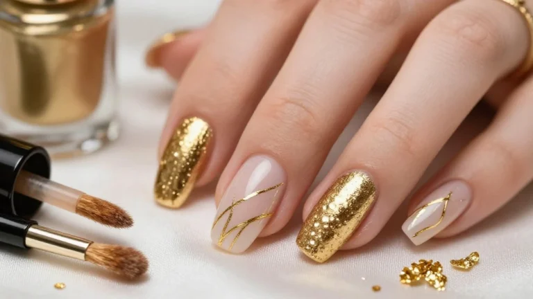 Stunning Wedding Nails with Gold Accent Ideas That Every Bride Will Love